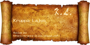 Kruppa Lajos névjegykártya